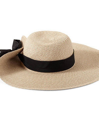 Facesaver Wide Brim Straw Hat with Scarf | Macy's