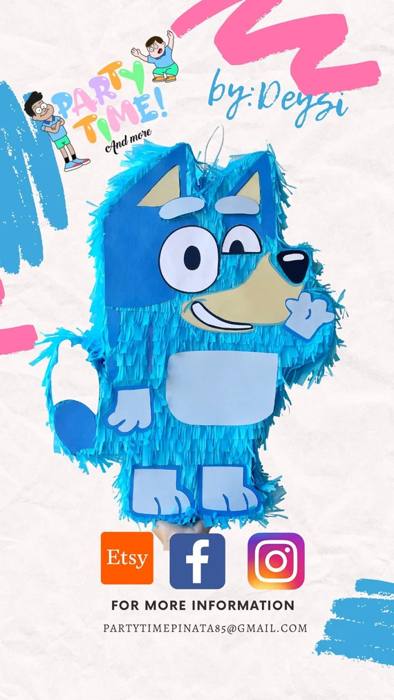 Bluey piñata, Bluey - Bluey Party Invite - Invitación de Cumpleaños Bluey - Fiesta Bluey - Blu... | Etsy (US)