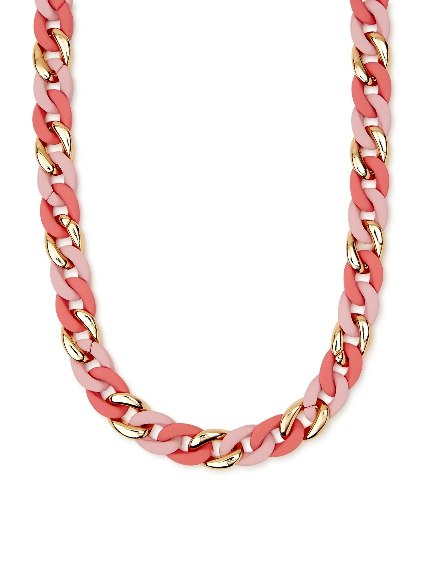 Scoop Women’s Gold-Tone Pink Resin Curb Link Necklace, 18” + 2” Extender - Walmart.com | Walmart (US)