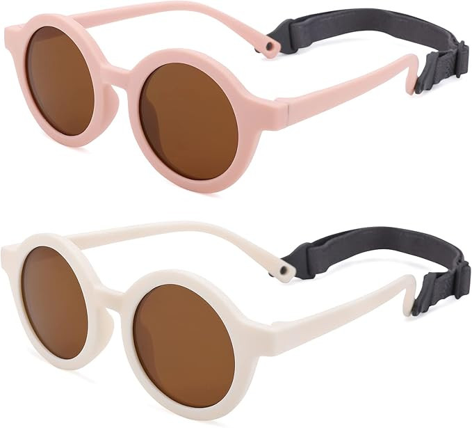 COASION Baby Polarized Round Sunglasses Flexible Rubber Shades with Strap for Toddler Newborn Inf... | Amazon (US)