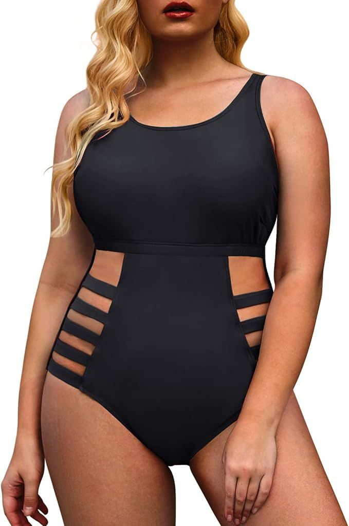 Yonique Plus Size Swimsuits High Waisted One Piece Bathing Suit for Women Tummy Control Swimwear ... | Amazon (US)