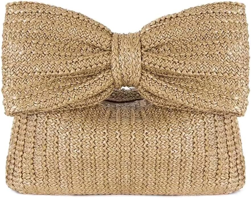 Lanpet Bow Straw Clutch Purses for Women Summer Beach Bag Vacation Woven Puese Handbags for Forma... | Amazon (US)