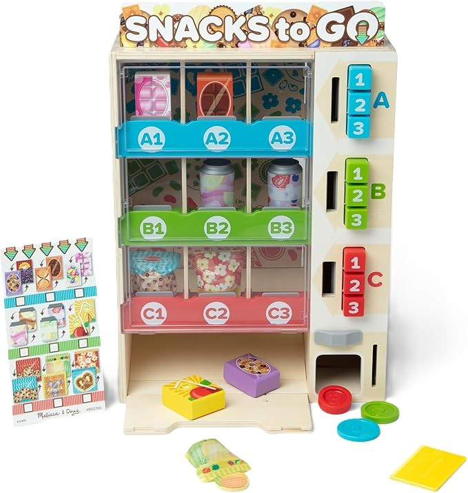 Melissa & Doug Sort, Stock, Select Wooden Vending Machine Play Set, Wooden Toy Play Food for Boys... | Amazon (US)