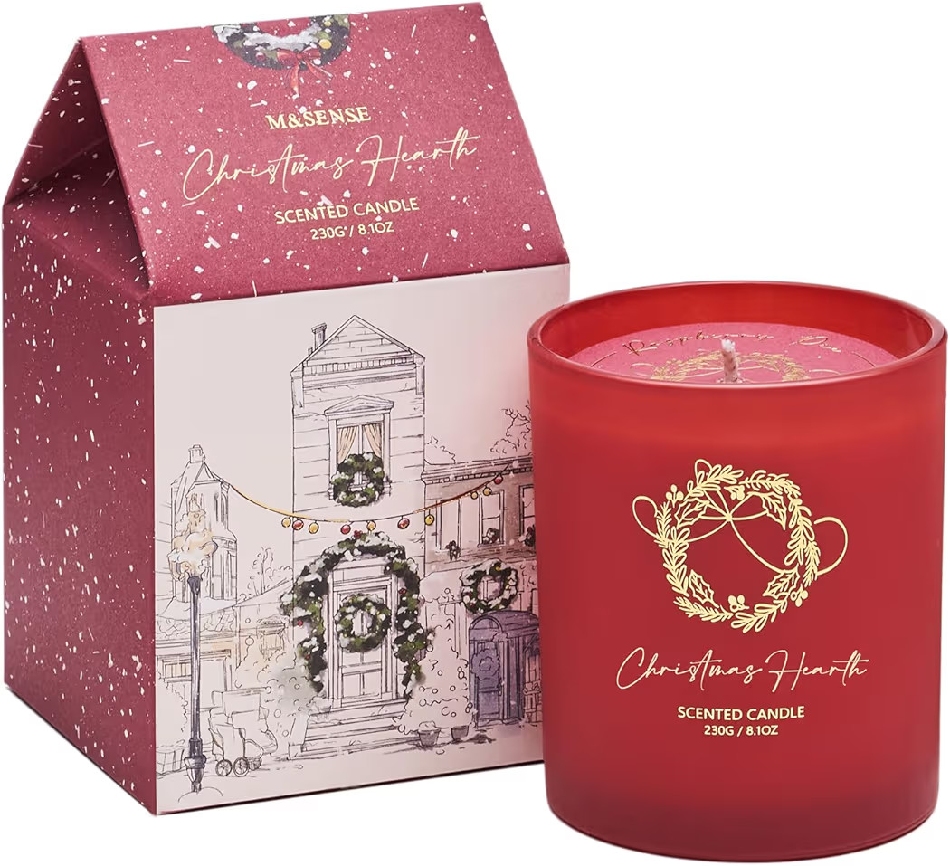 M&SENSE Christmas Holiday Candle - Christmas Hearth Scent, 8.1oz Soy Wax, Ideal Winter Home Decor... | Amazon (US)