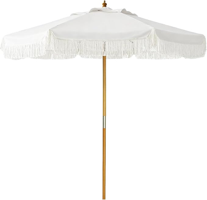 AMMSUN 8.5ft Luxury Premium Boho Patio Umbrella Wood Pole Fancy Bali-style Outdoor Umbrellas UPF ... | Amazon (US)