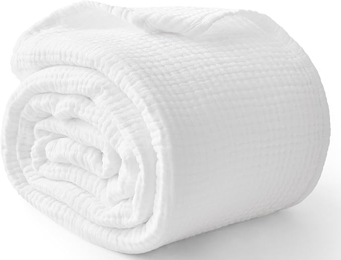 100% Cotton Muslin Blanket Queen 90" x 90", 6 Layers Breathable and Lightweight Cotton Throw Blan... | Amazon (US)