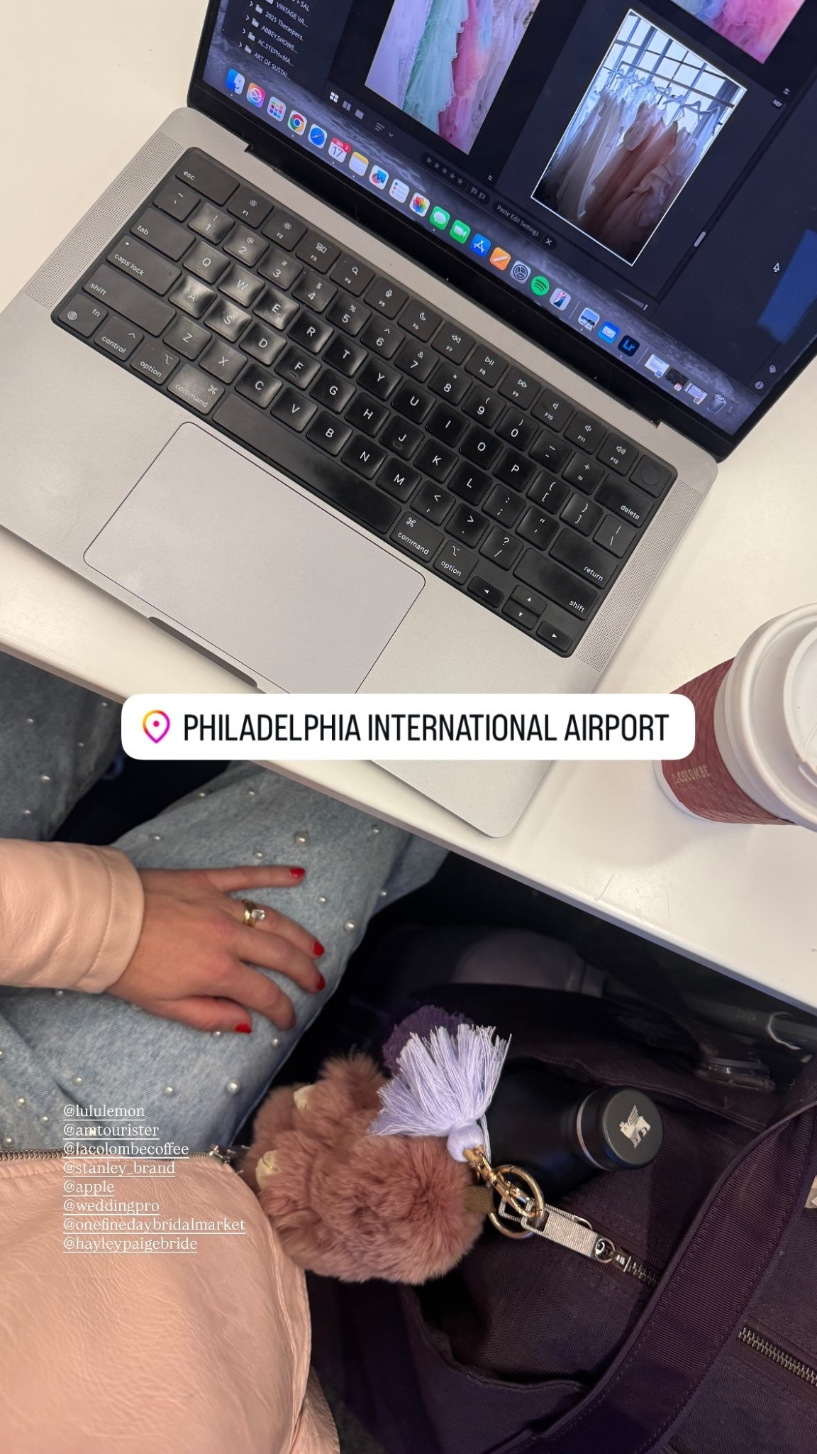 @lululemon 
@amtourister 
@lacolombecoffee 
@stanley_brand 
@apple 
@weddingpro 
@onefinedaybridalmarket 
@hayleypaigebride

#LTKBeauty #LTKTravel #LTKWedding