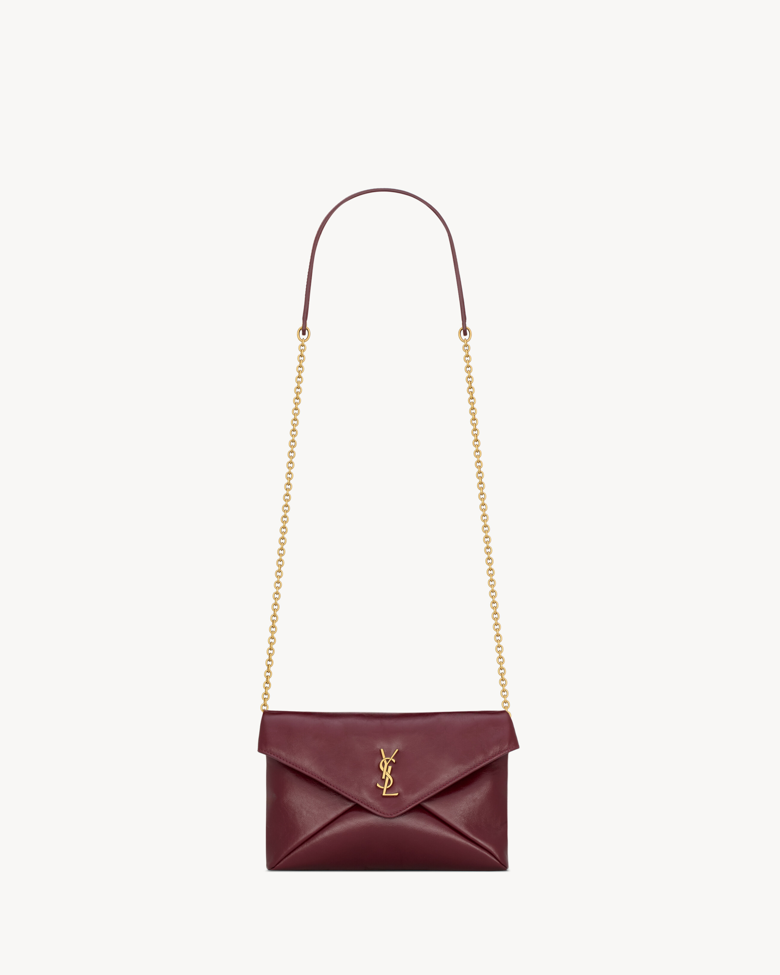 Saint Laurent Cassandre Small Chain Pouch In Shiny Leather - Red - Women - One Size | Saint Laurent Inc. (Global)
