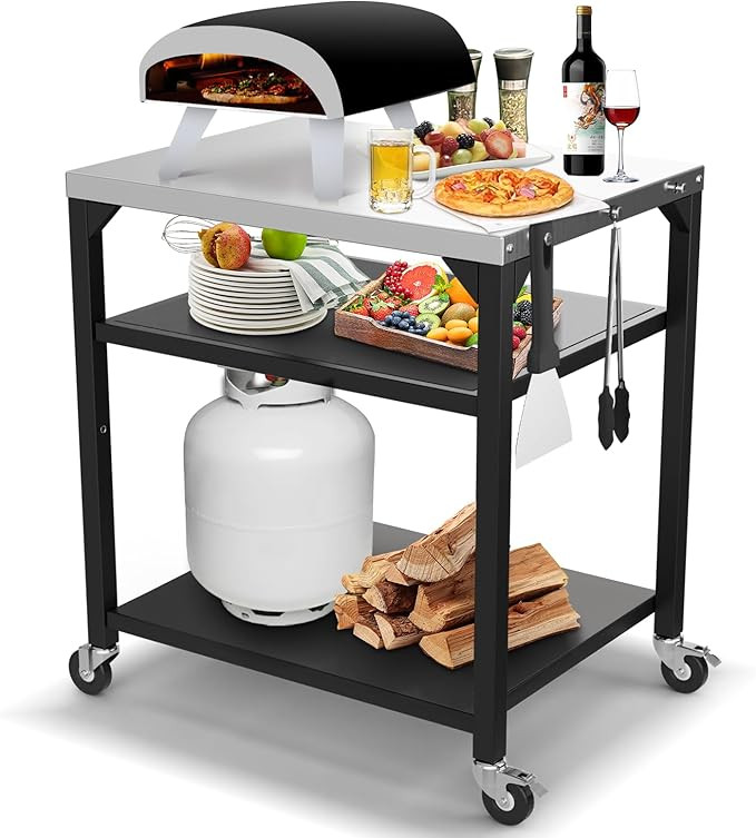 Pizza Oven Table for Ooni, Ninja, Woodfire, Blackstone, Bighorn, Cuisinart, Outdoor Grill Table f... | Amazon (US)