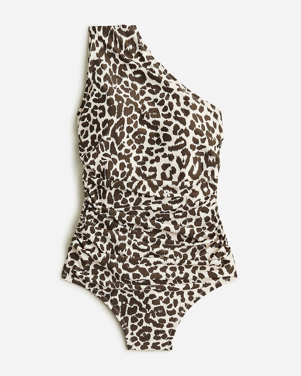 Ruched one-shoulder one-piece in leopard | J.Crew US