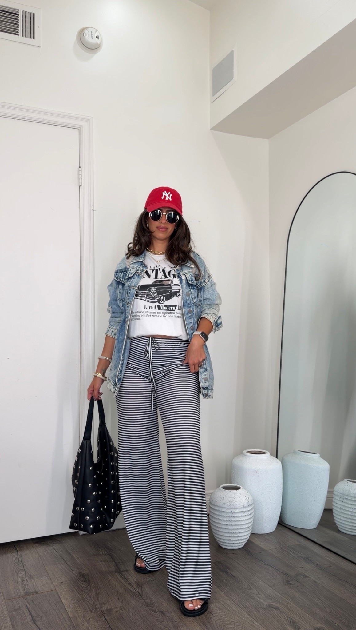 Amazon lounge pants - horizontal striped pants! Wearing medium, these are low to mid rise. Should’ve got large! So comfy and perfect for tall girls too 

#LTKMidsize #LTKTall #LTKootd