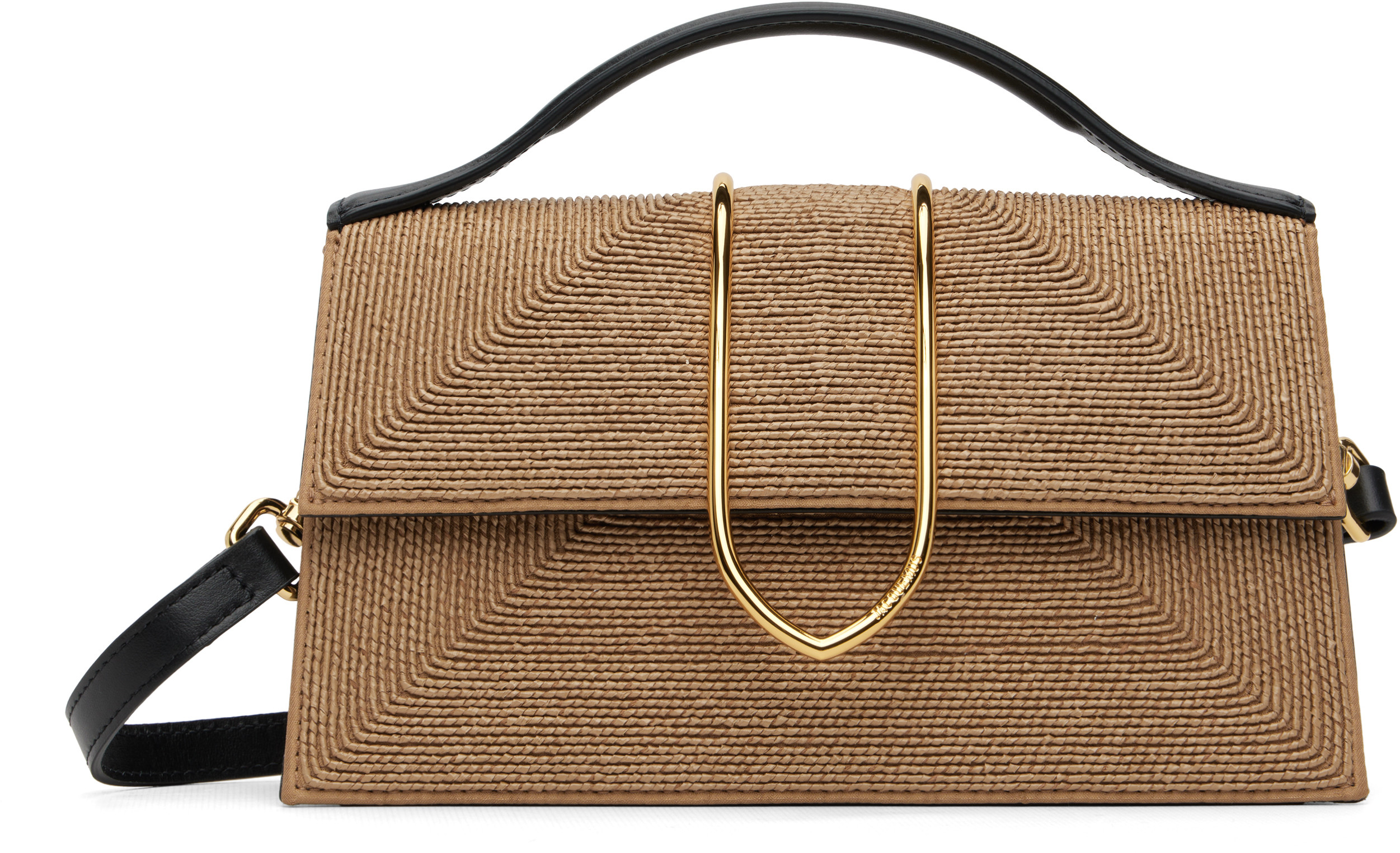 JACQUEMUS Beige & Black 'The large Bambino' Bag | SSENSE