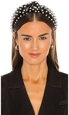 Lele Sadoughi Pearl Knotted Headband in Jet from Revolve.com | Revolve Clothing (Global)