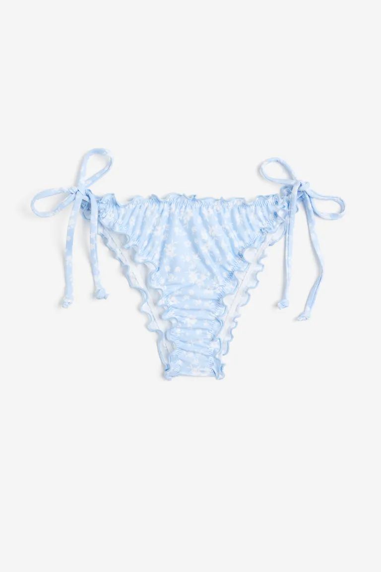 Brazilian tie tanga bikini bottoms - Light blue/floral - Ladies | H&M US | H&M (US + CA)
