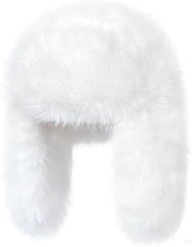 Luxurious Faux Mink Fur Ladies Trapper Hat，Pure Color Simplistic Women’s Winter Hat，Furry U... | Amazon (CA)