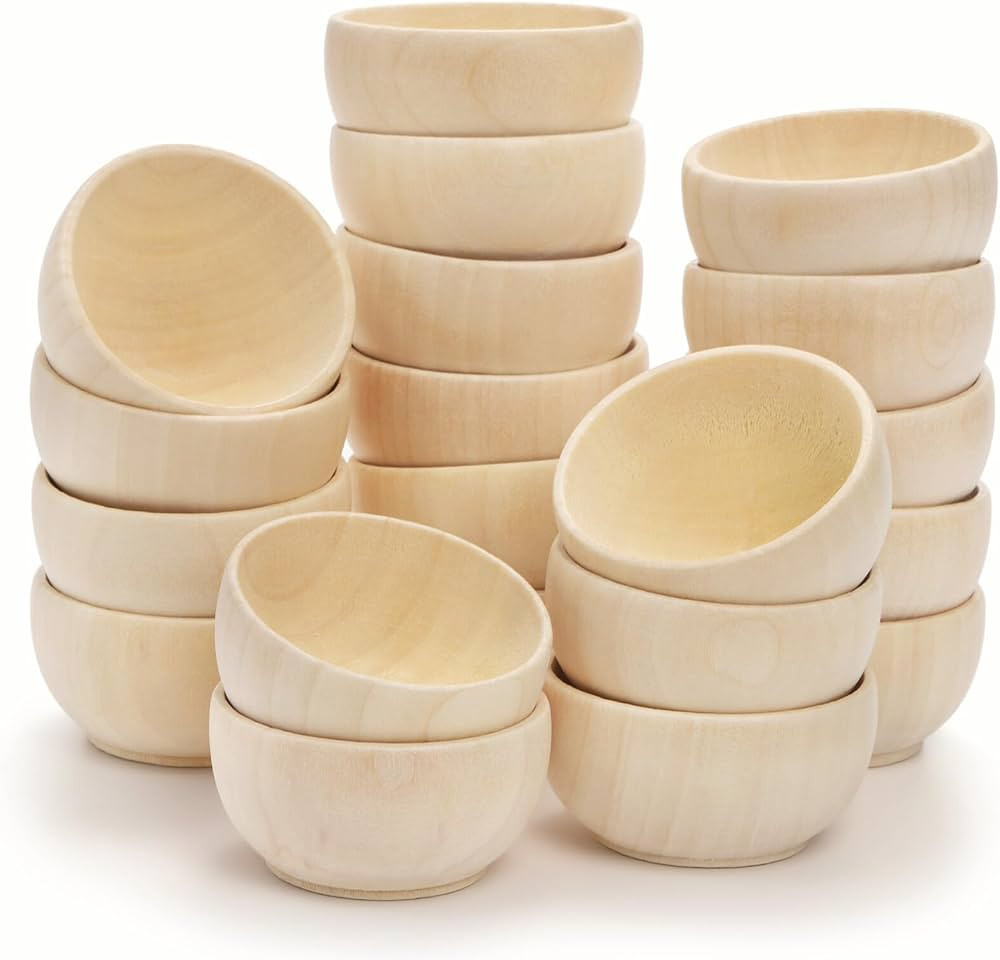 ZENFUN 20 Pack Wooden Pinch Bowls, Mini Unfinished Bowl Set for DIY Crafts, 1.5 oz Condiment Bowl... | Amazon (US)
