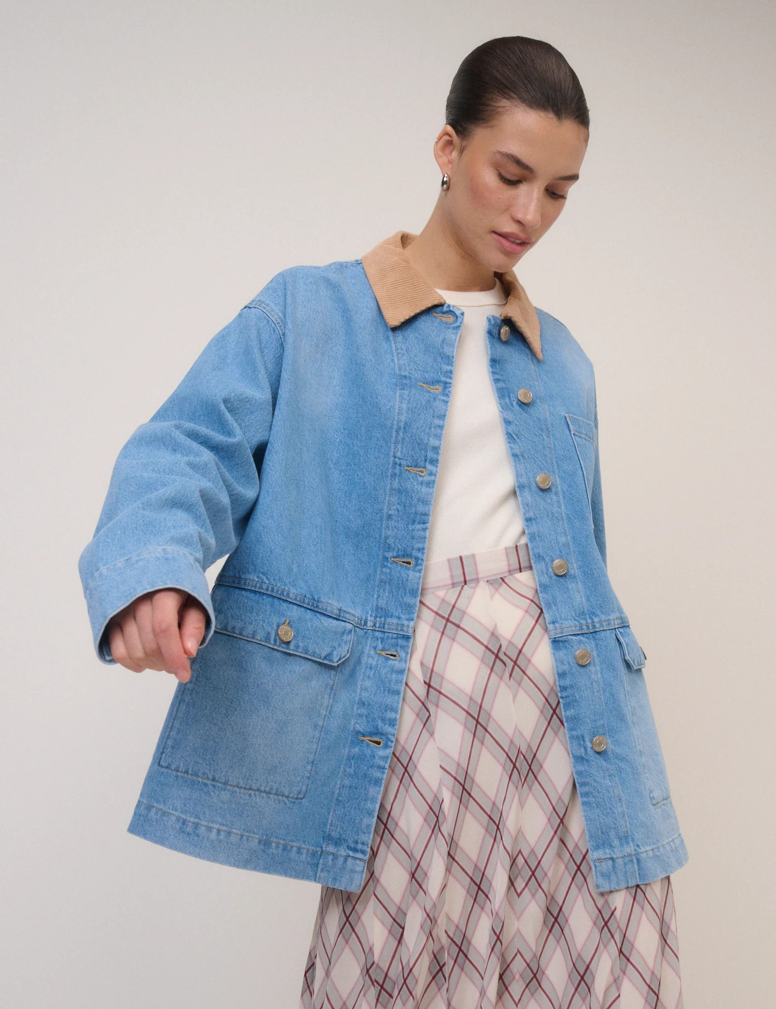 Blue Denim Cord Collar Jacket | Nobody's Child