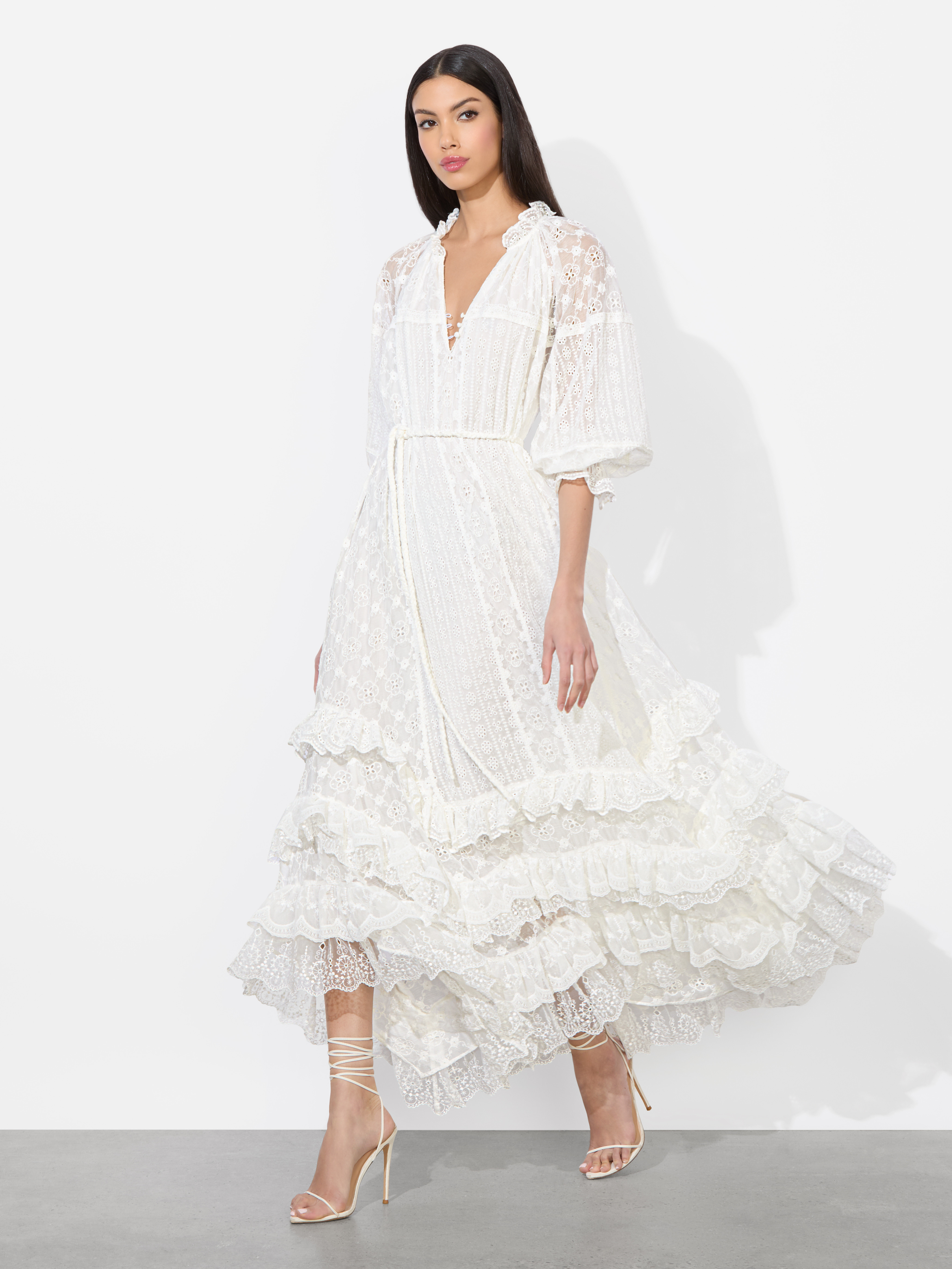 alice + olivia ALYCEN EYELET MAXI DRESS | Alice + Olivia