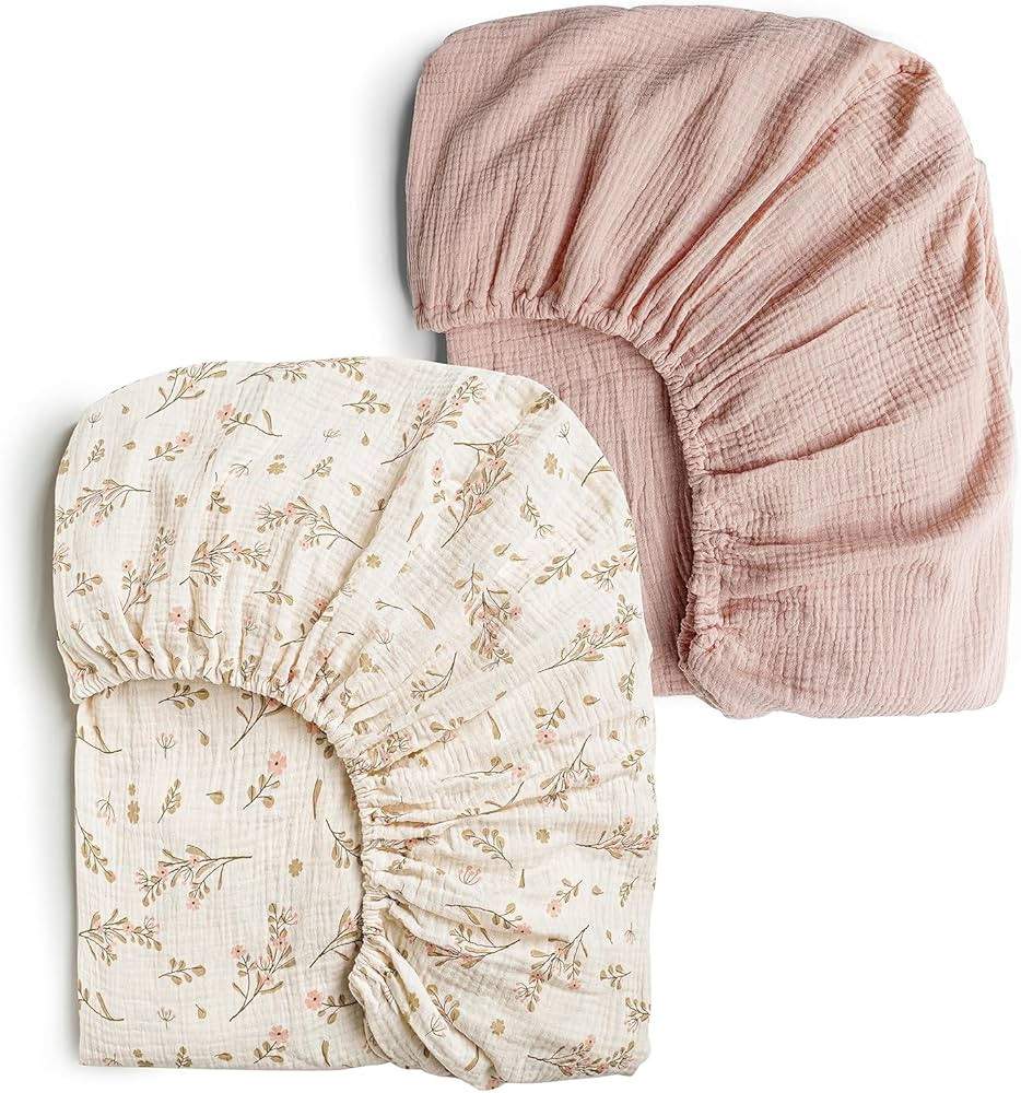 Konssy Muslin Crib Sheets for Girl Boy, 2 PCS Soft and Breathable Cotton Baby Sheets for Standard... | Amazon (US)