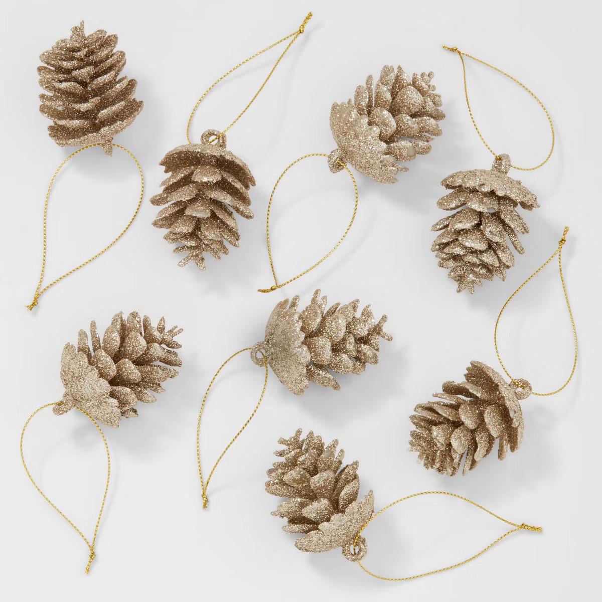 8ct Glittered Pinecone Christmas Tree Ornament Set Gold - Wondershop™ | Target