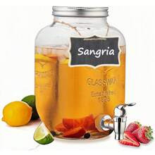 Gallon Glass Drink Dispenser For Parties Beverage Dispenser With Fruit Infuser And Chalkboard Laundry Detergent Dispenser With LeakProof Faucet For | SHEIN