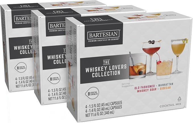 Bartesian 24-Pack Whiskey Lovers Mixer Capsules for Cocktail Machine – Home Bar Mixology Cockta... | Amazon (US)