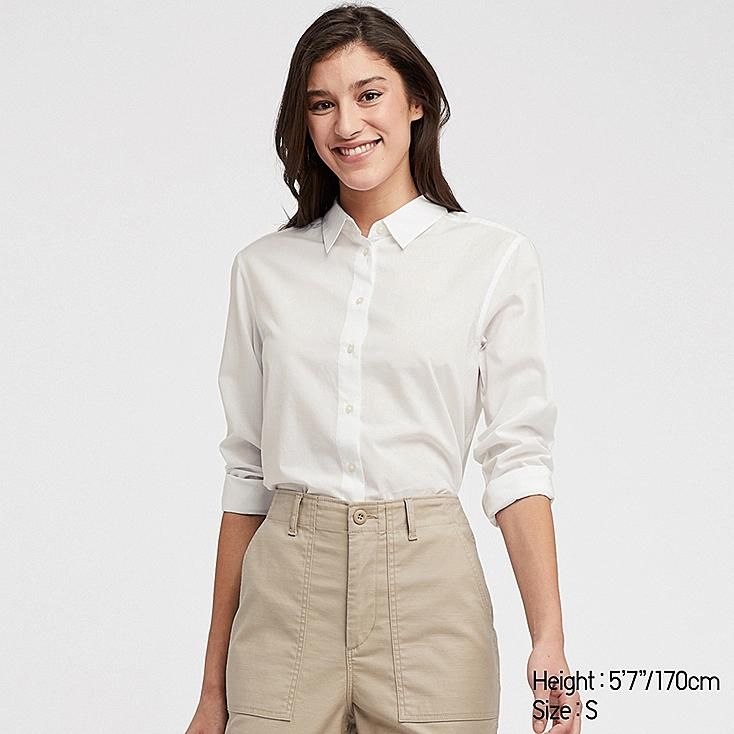 UNIQLO Women's Soft Cotton Long-sleeve Shirt, White, XXS | UNIQLO (US)