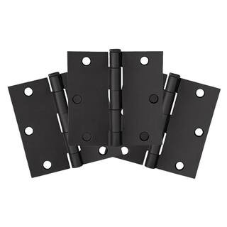 3-1/2 in. Square Corner Matte Black Door Hinge Value Pack (3 per Pack) | The Home Depot