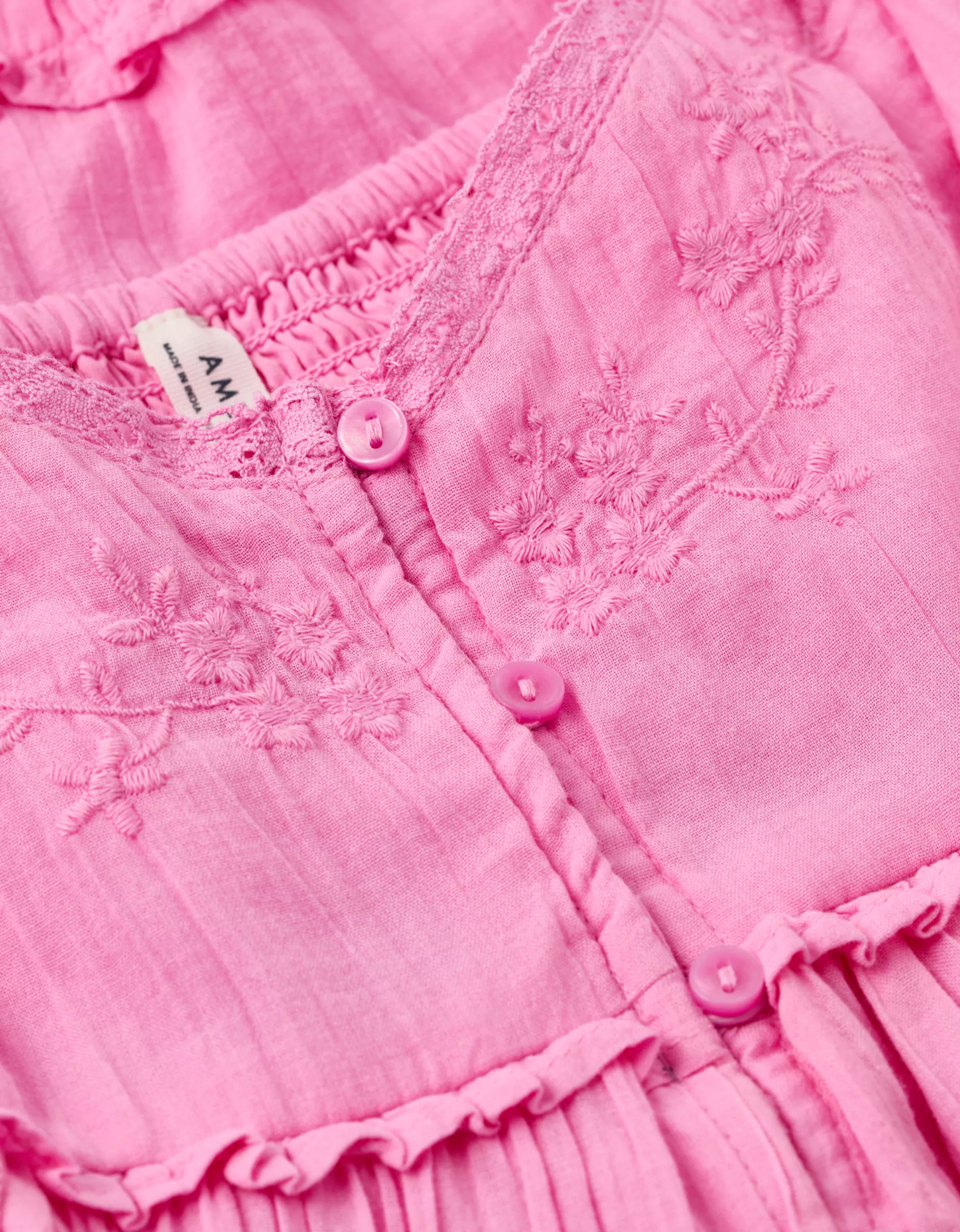 AE Babydoll Puff-Sleeve Embroidered Mini Dress | American Eagle Outfitters (US & CA)