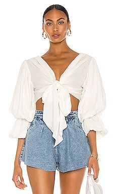 IORANE Knot Blouse in Off White from Revolve.com | Revolve Clothing (Global)