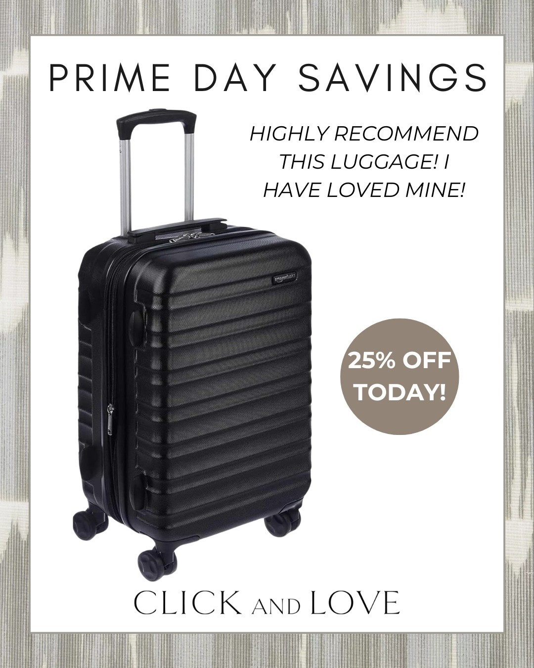 Such a good Prime Day travel deal! ✈️🤍

The Amazon Basics carry-on luggage is currently a Lightning Deal and priced at under $50 right now. 

If you have any trips coming up, this is such a great budget-friendly option. It has the sleek hard-shell look, spinner wheels for easy maneuvering, and plenty of room for weekend getaways, business trips, and vacations.

One of the best travel deals I've seen today! ✨

Prime Day Deals, Amazon Basics, Luggage Deal, Travel Essentials, Carry On Luggage, Amazon Finds, Travel Finds, Prime Day Finds, Vacation Ready, Travel Must Haves, Amazon Deals, Budget Travel, Travel Gear, Deal Alert, Lightning Deal, Travel Accessories, Weekend Getaway Essentials, Vacation Packing, Airport Style, Affordable Travel

#LTKSaleAlert #LTKTravel