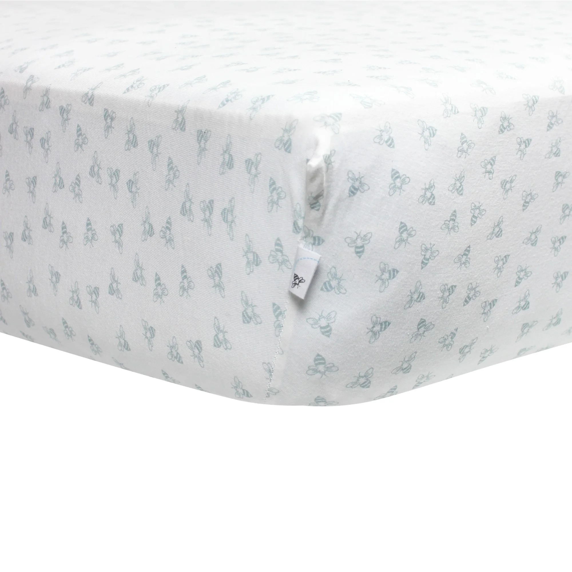 Burt's Bees Baby Honeybee Print Organic Crib Sheet, Sky | Walmart (US)