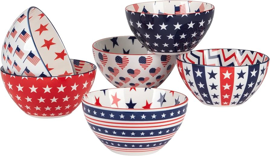 Certified International Patriotic 16 oz. Bowls,Set of 6 | Amazon (US)
