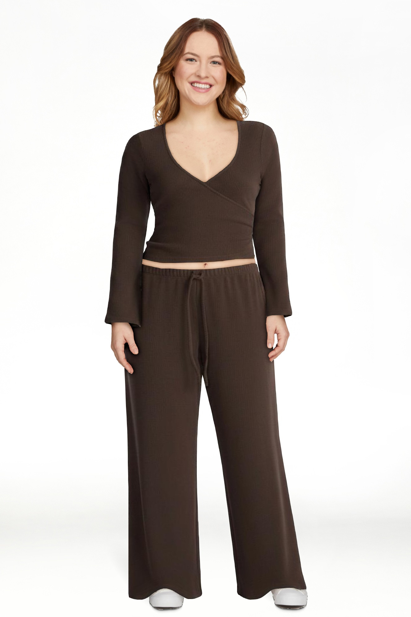 No Boundaries Ribbed Ballet Top and Flare Pants Set, 2 Piece, Women's XXS-XXL | Walmart (US)
