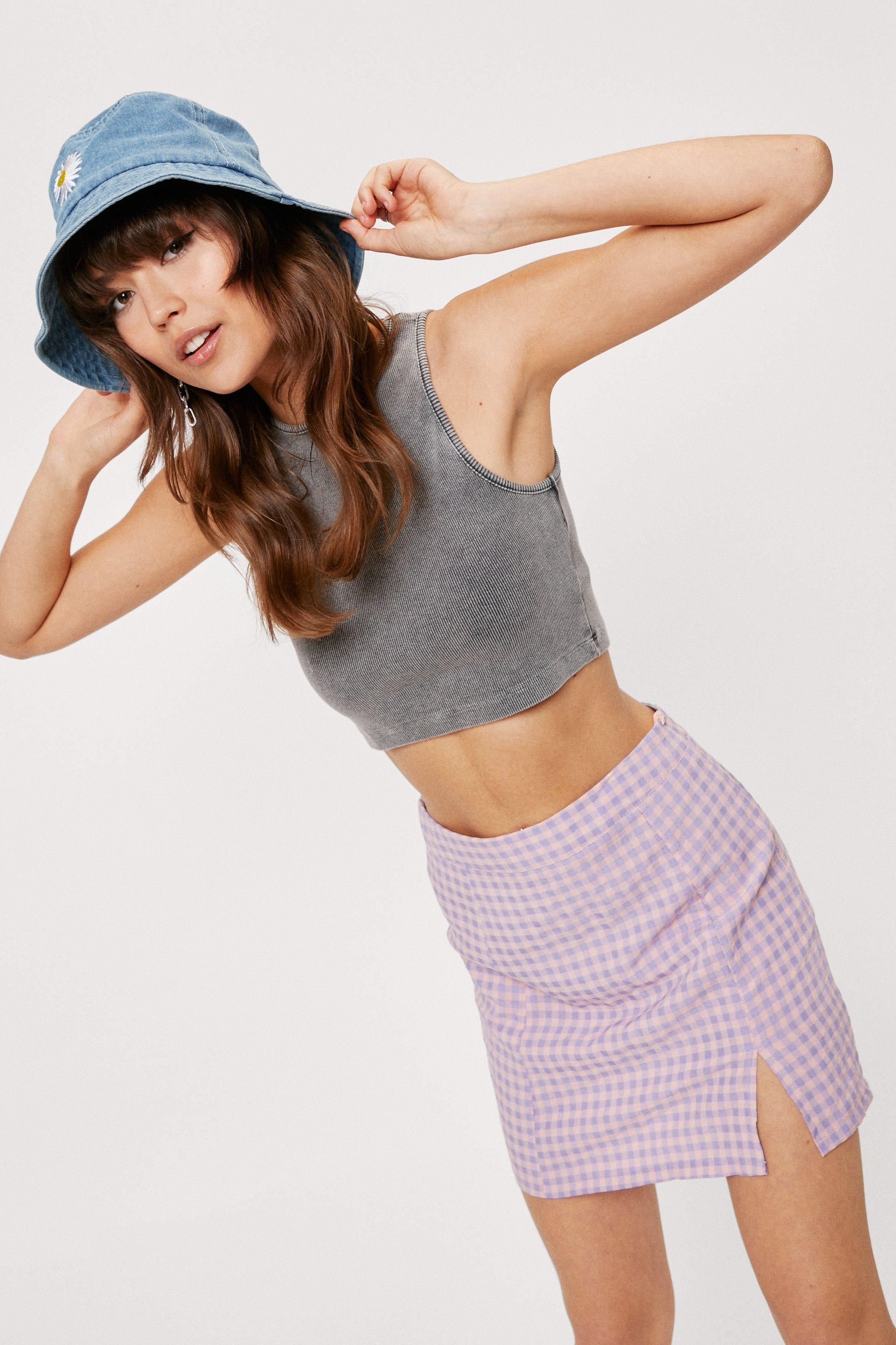 Gingham Print High Waisted Mini Skirt | Nasty Gal (US)