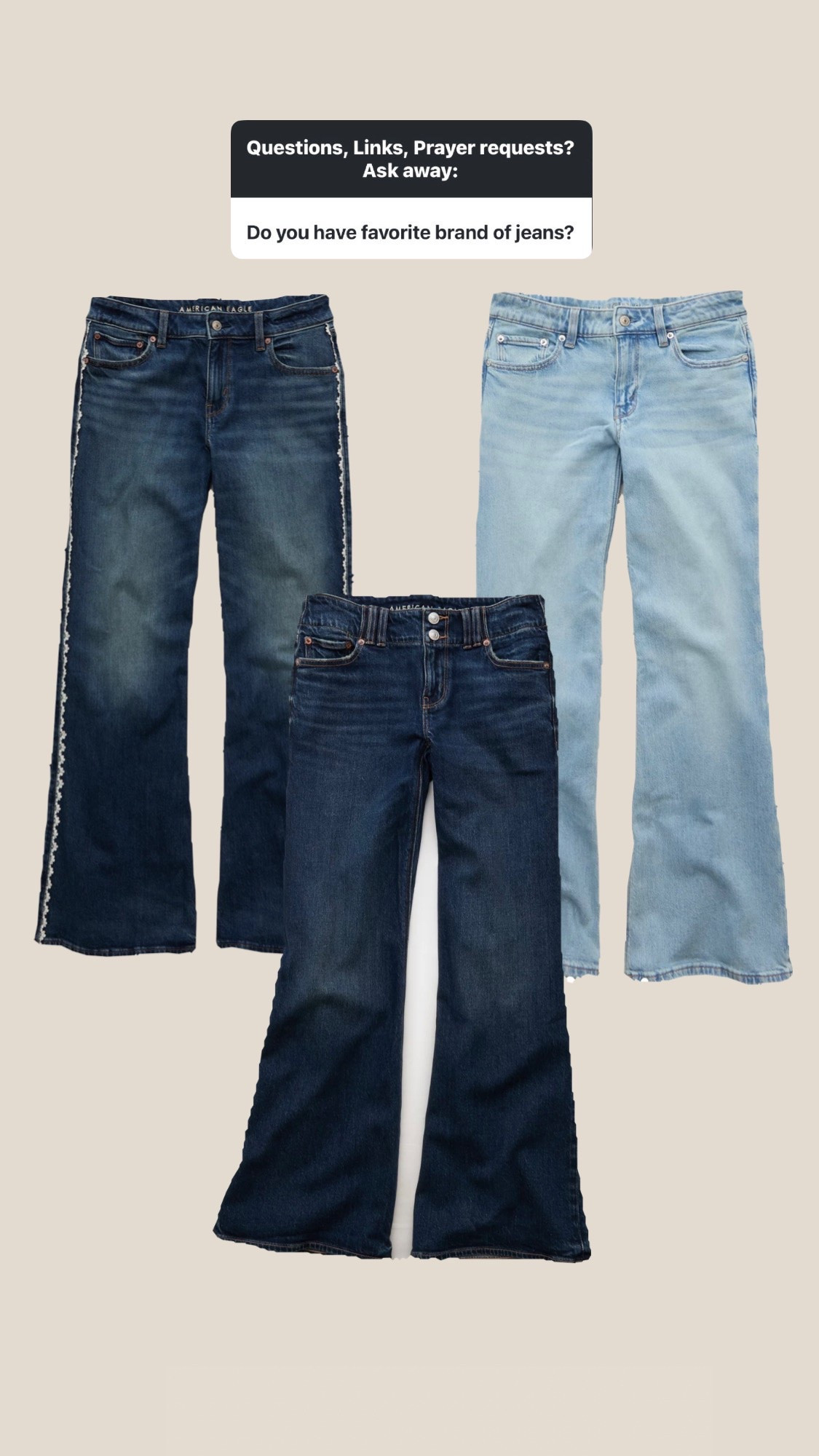 The @American Eagle Outfitters flare jeans are my absolute favorite right now! I get a 12 or 14 long. Depending if I want them to be baggy or a tighter fit to dress up. ￼I even brought some with me to LTKCon to pair with a dressy blouse. ￼

#LTKCon #LTKMidsize #LTKOver40
