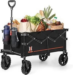 Navatiee Collapsible Folding Wagon, Wagon Cart Heavy Duty Foldable with Two Drink Holders, Utilit... | Amazon (US)