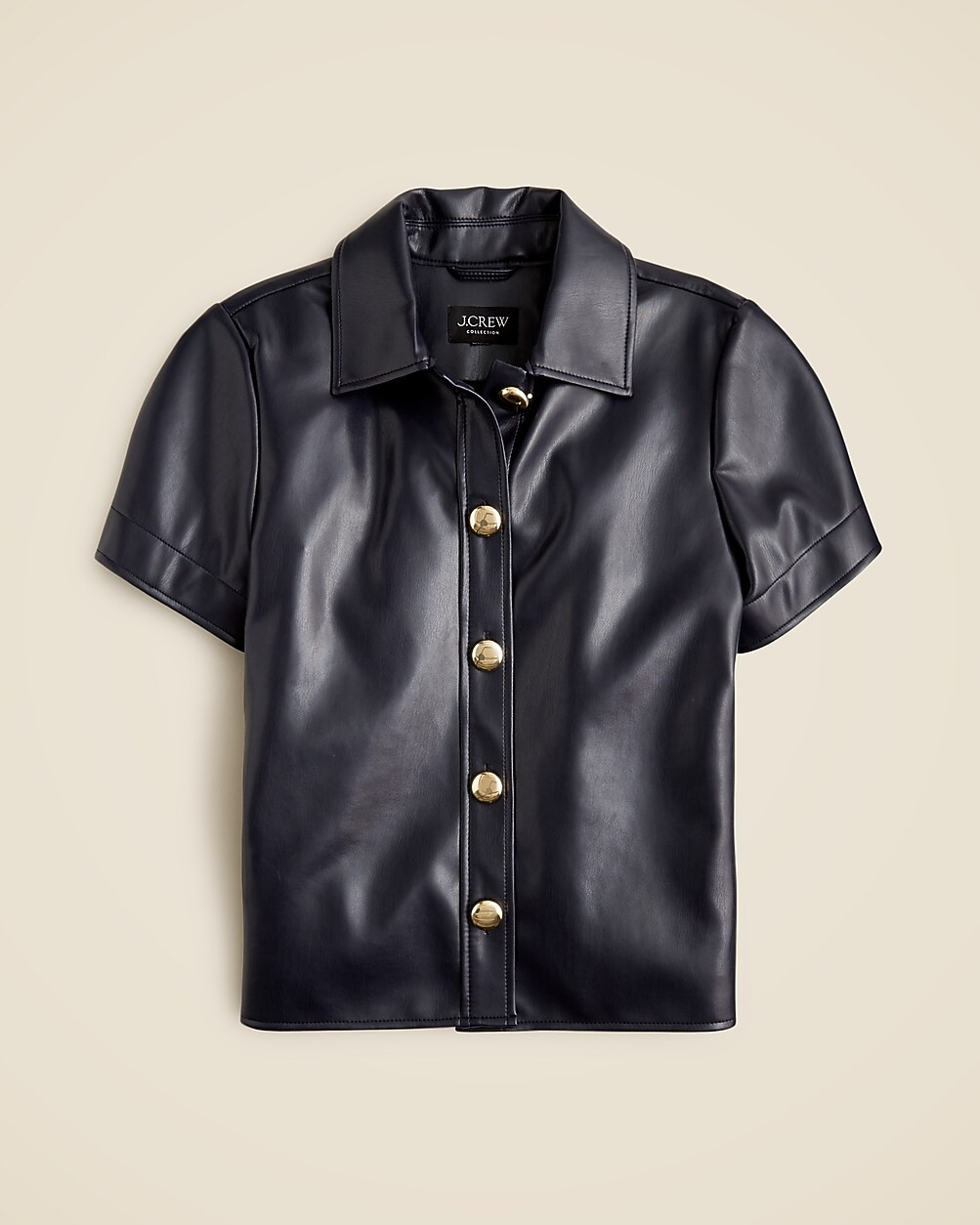 Collection gamine shirt with oversized buttons in faux leather | J. Crew US