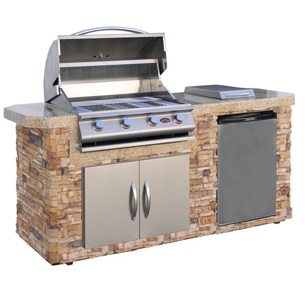 3 -Piece 4-Burner Liquid Propane BBQ Grill Islands | Wayfair North America