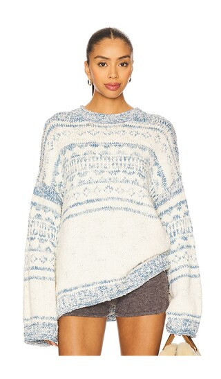 Free People Dani Pattern Sweater in Ivory. - size XL | Revolve Clothing (Global)