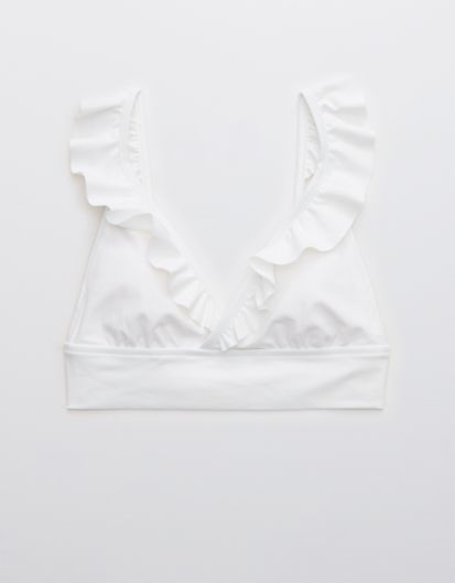 Aerie Ruffle Longline Triangle Bikini Top | American Eagle Outfitters (US & CA)