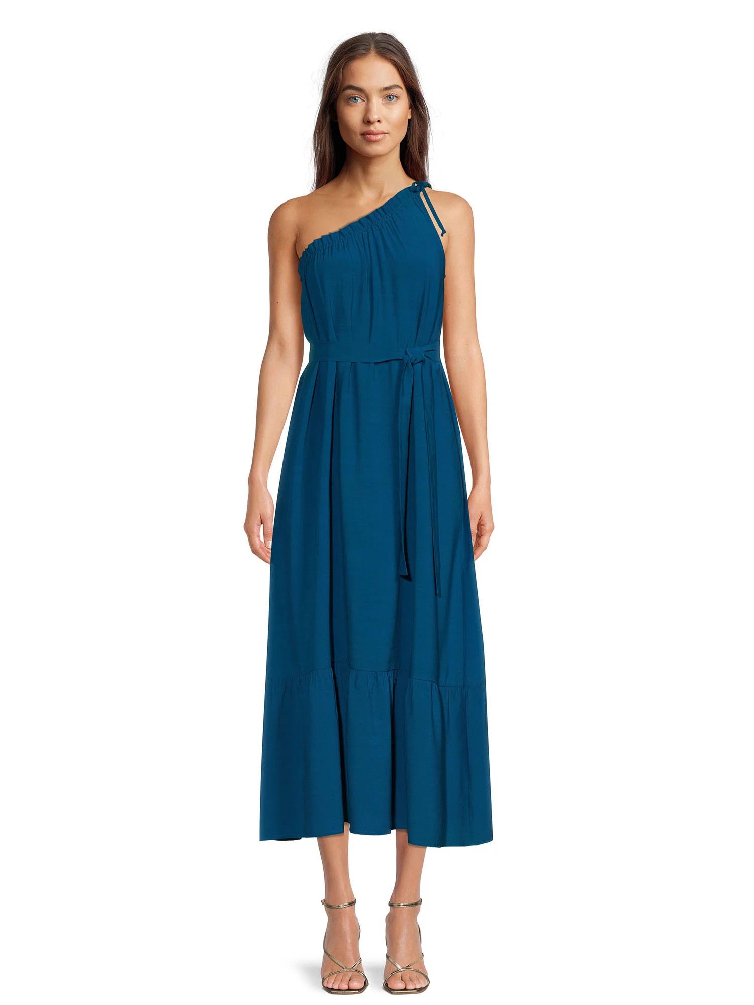 Time and Tru Women's One Shoulder Maxi Dress | Walmart (US)