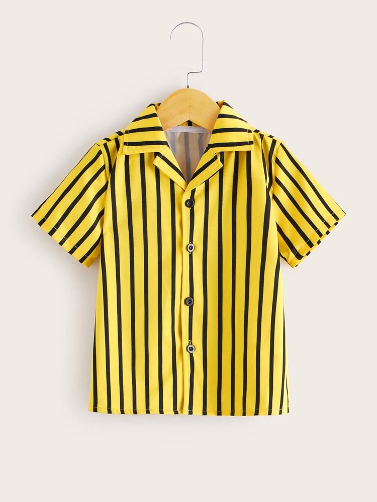Toddler Boys Lapel Collar Striped Shirt | SHEIN