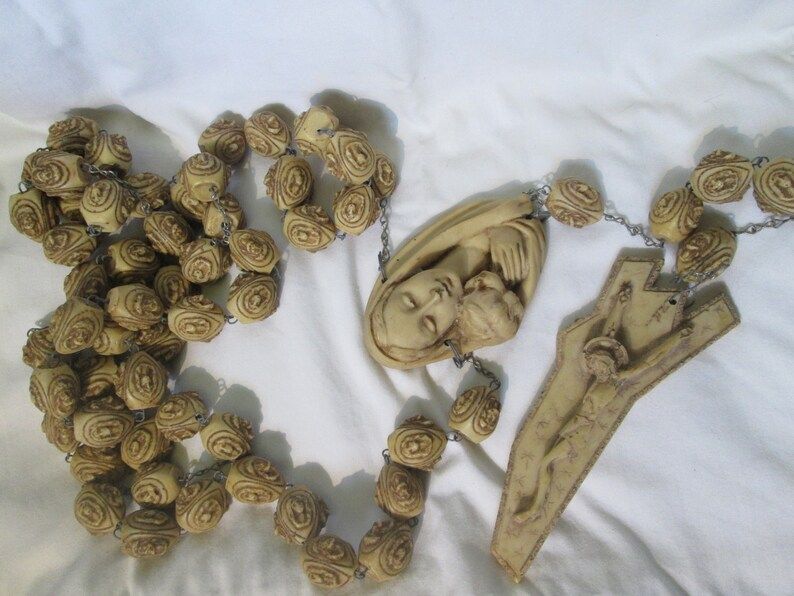 Vintage Italy Carved Resin 84 Rosary Huge - Etsy | Etsy (US)