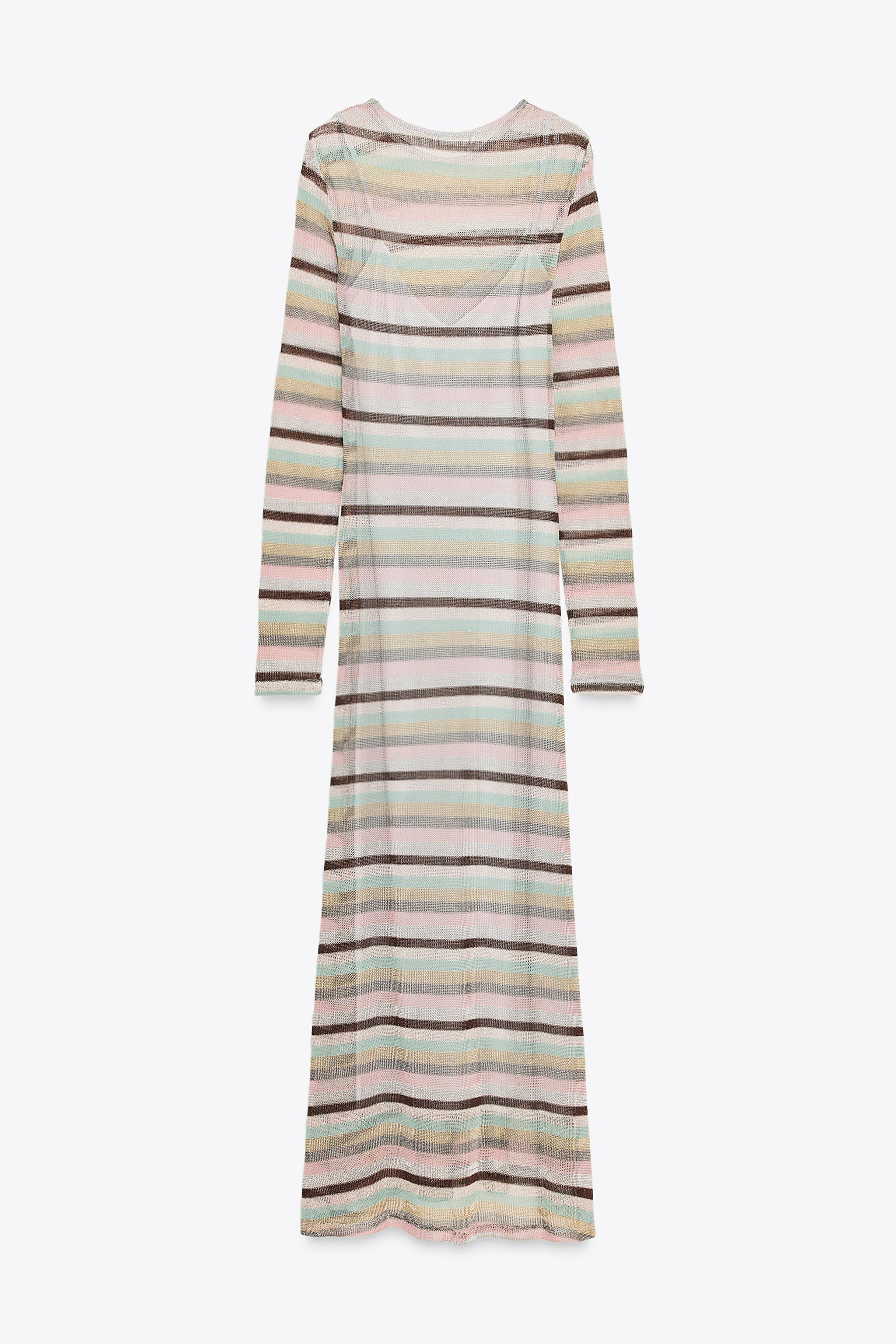 METALLIC THREAD STRIPED LONG DRESS | Zara US