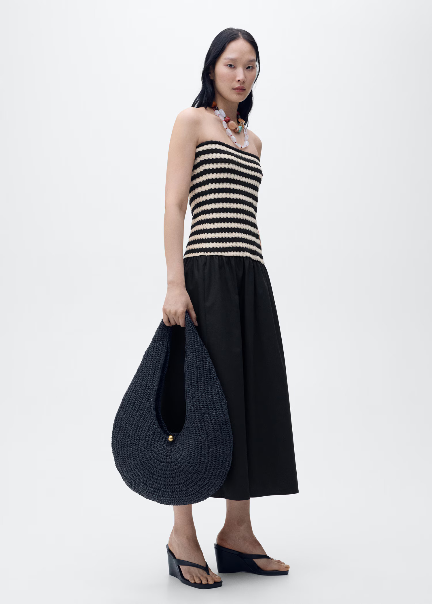 Combined striped strapless dress - Women | MANGO United Kingdom | MANGO (UK)