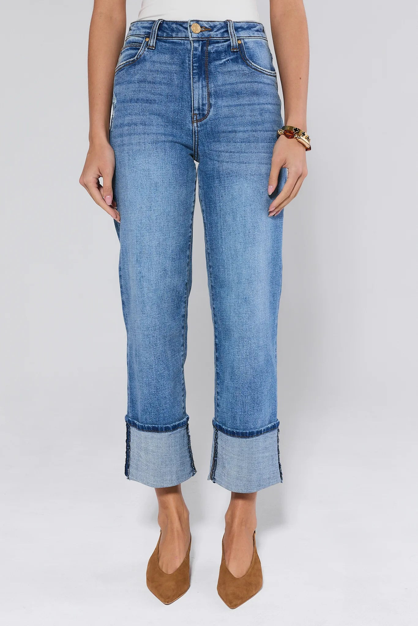 Sienna Cuffed Medium Wash Jeans | Avara