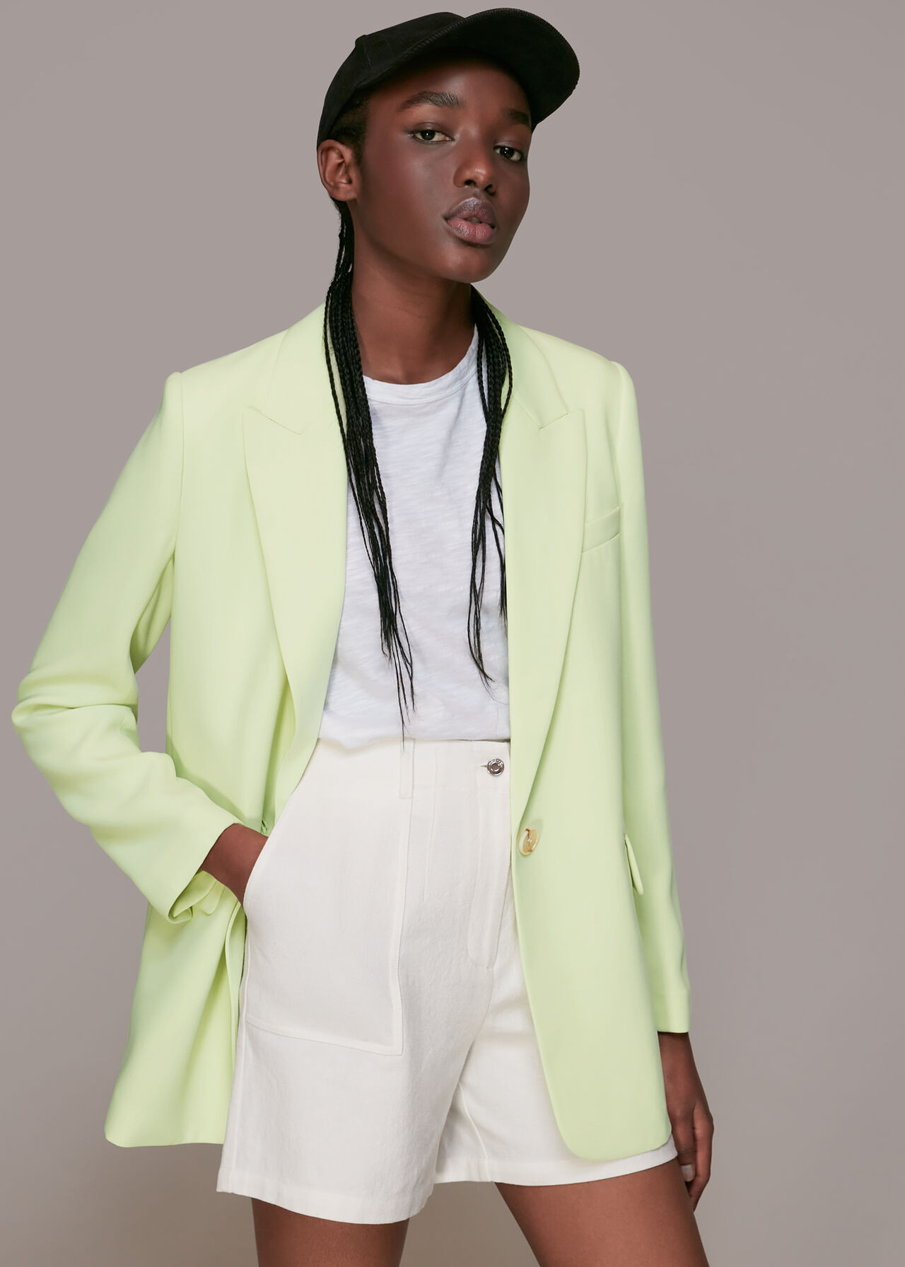 Lime Crepe Boyfriend Blazer | WHISTLES | Whistles | Whistles