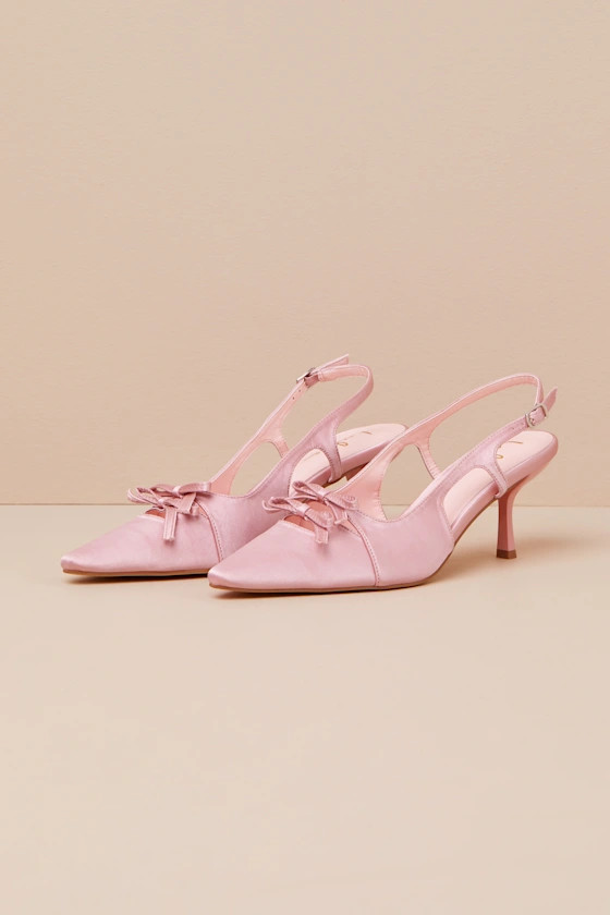 Jeneva Blush Satin Pointed-Toe Slingback Pumps | Lulus
