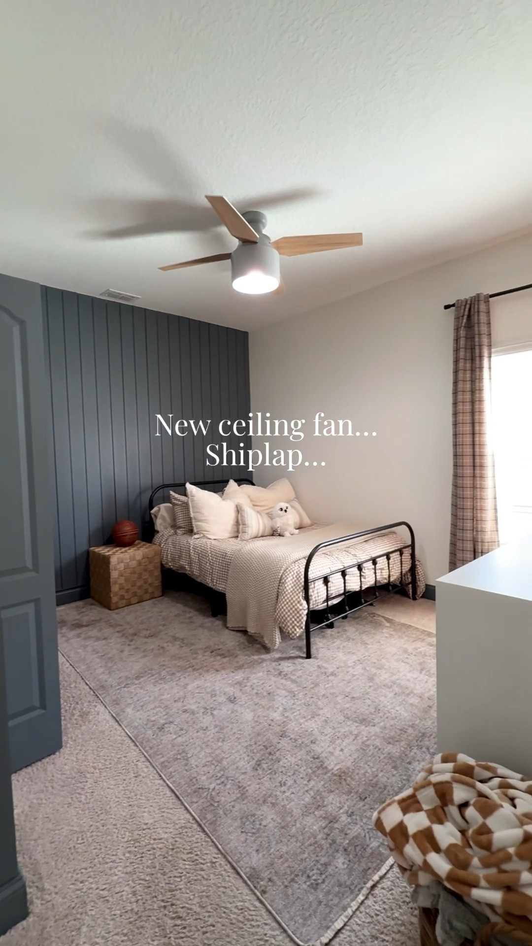 Teen boy room. Teenager bedroom. Harry Potter aesthetic. Blue shiplap room, drop zone, black bed, gingham bedding, neutral boy bedding 

Paint: Clare Paint, Irony, Flat Iron and Whipped

#LTKHome #LTKKids